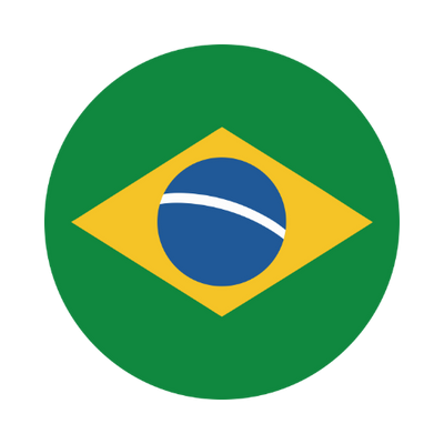 Heart-shaped outline with the Brazilian flag inside on a white background