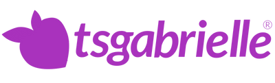 Logo of tsgabrielle with a purple leaf-like icon on a white background