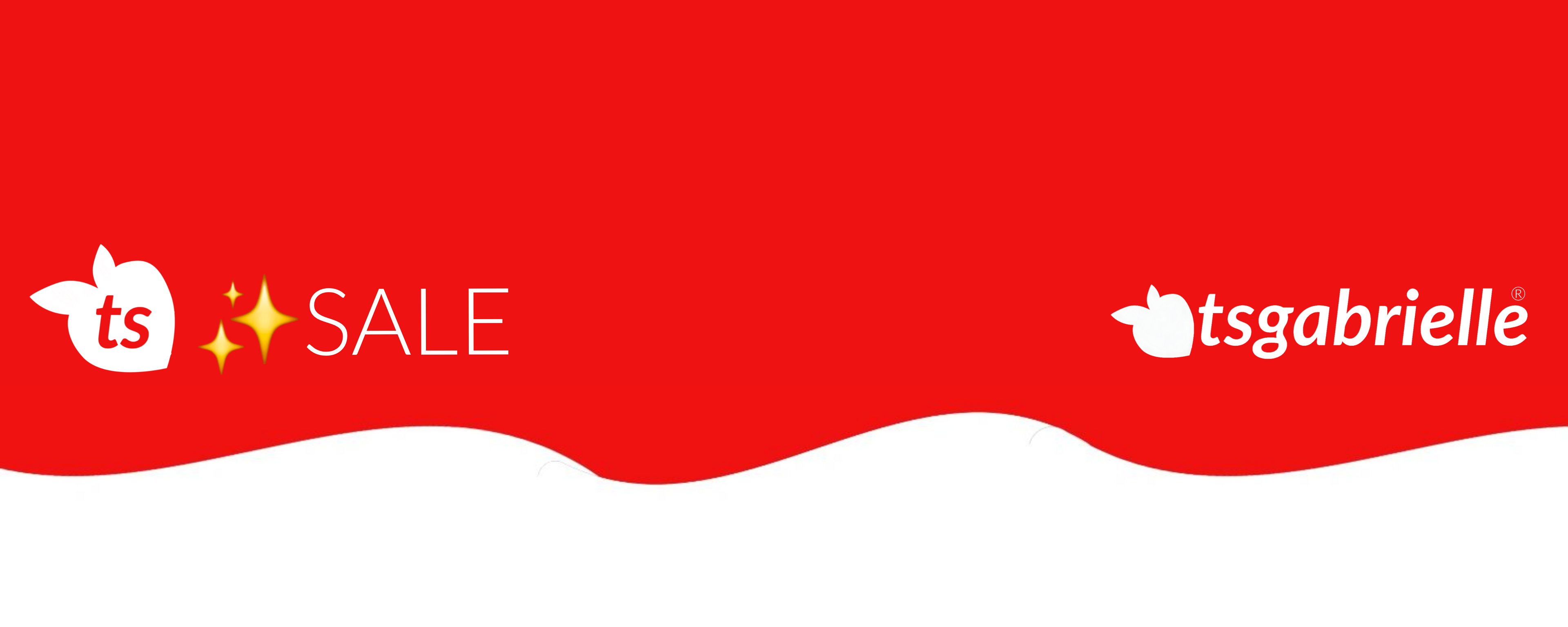 Red banner with 'ts' and 'tsgabrielle' logos and 'SALE' text on a white background