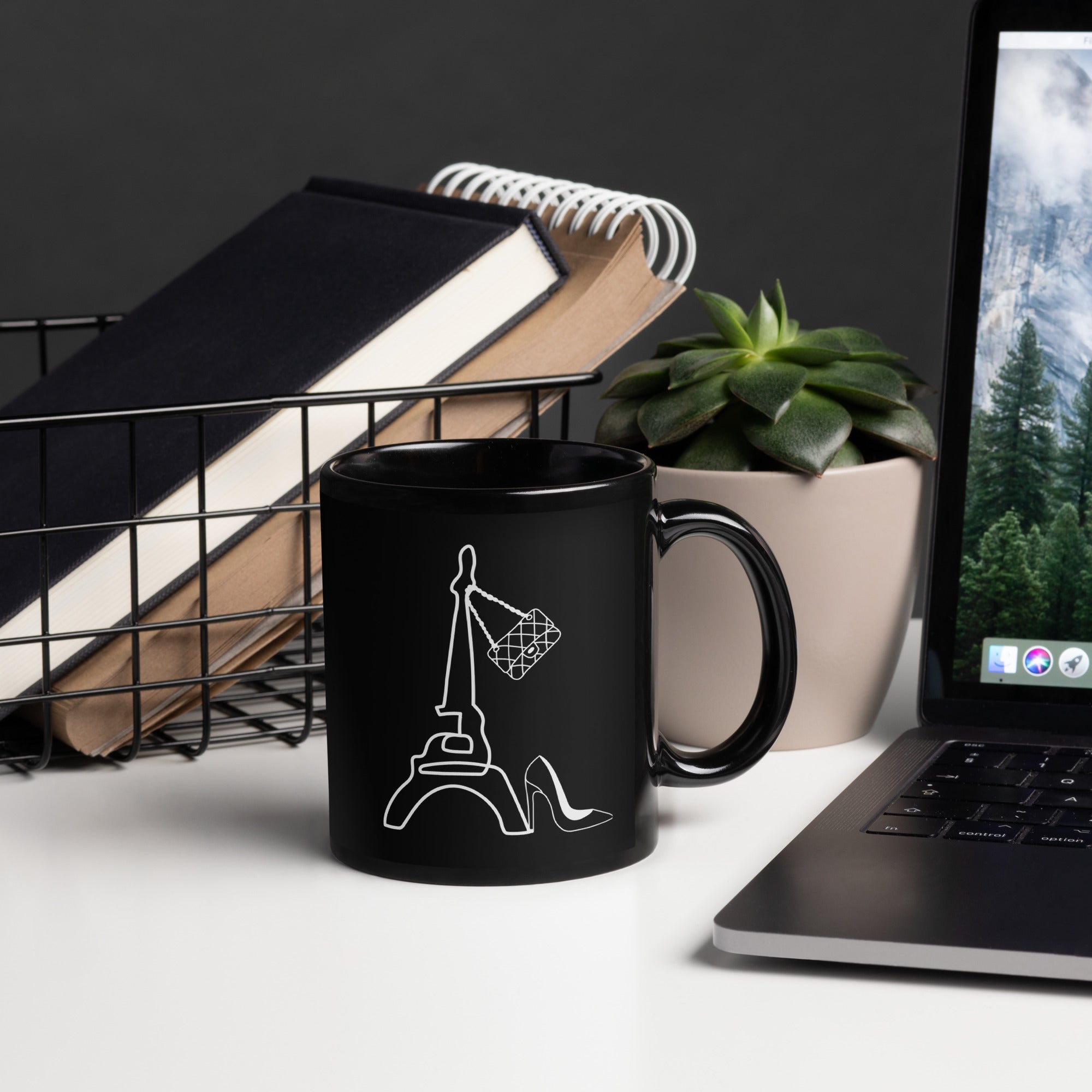 tsgabrielle® • Paris • Mug brillant • Noir • Céramique • 2 tailles