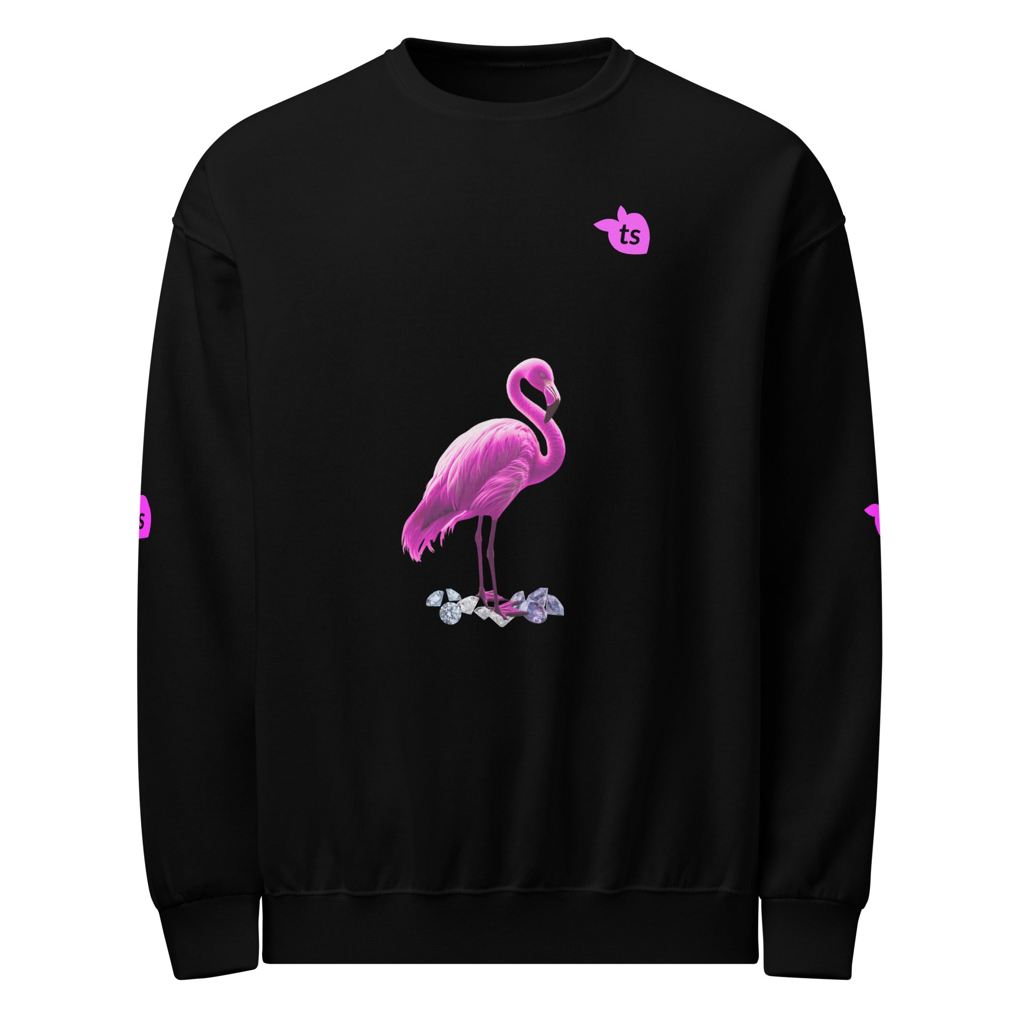 tsgabrielle® • For Her • Flamant 🦩Rose • Crew Neck Sweatshirt • Black •