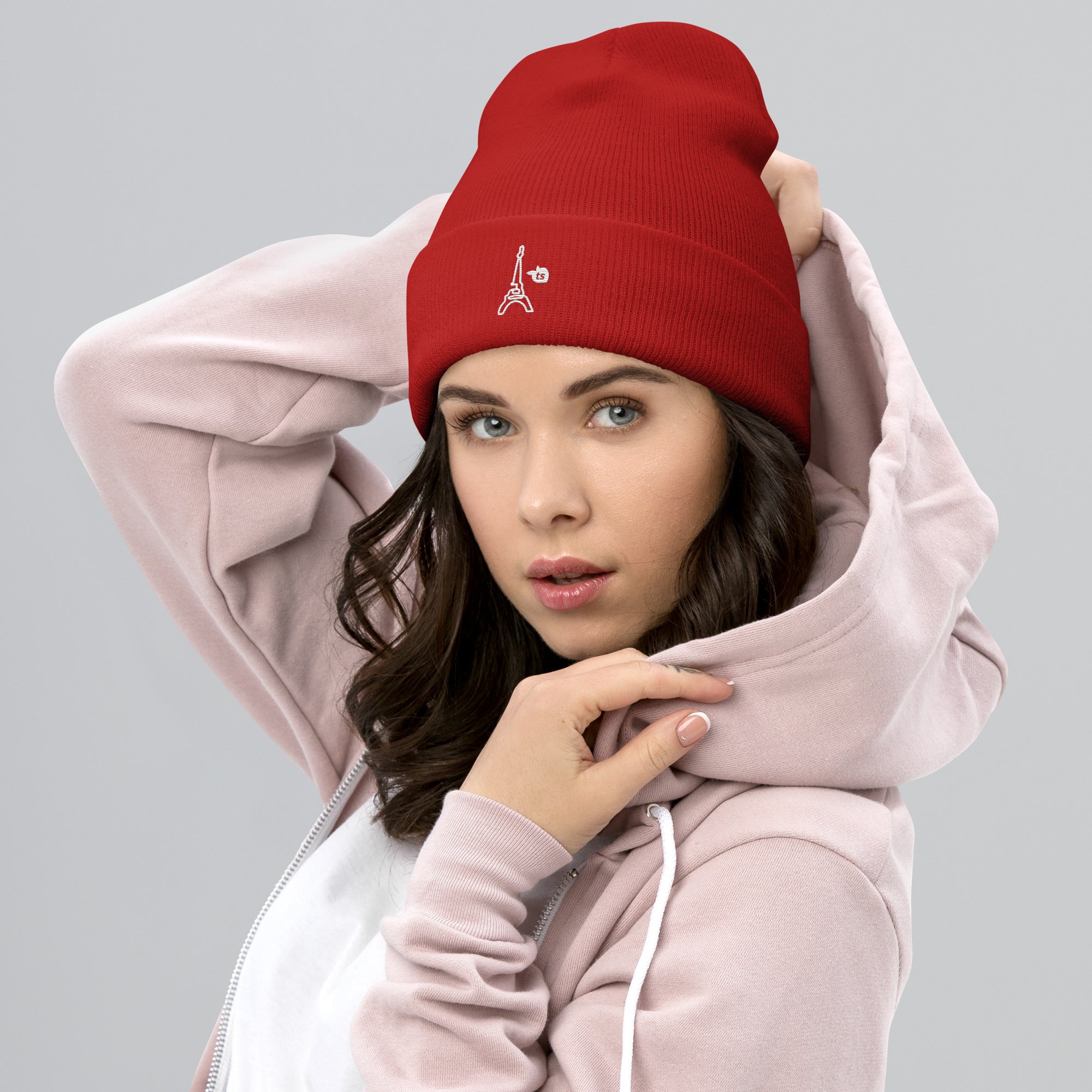 tsgabrielle® • Paris - La Tour Eiffel • Cuffed Beanie Red • Red •