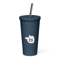 tsgabrielle® • Insulated Tumbler with a Straw • Dark Navy • 20 oz • Navy Tumbler Stainless steel