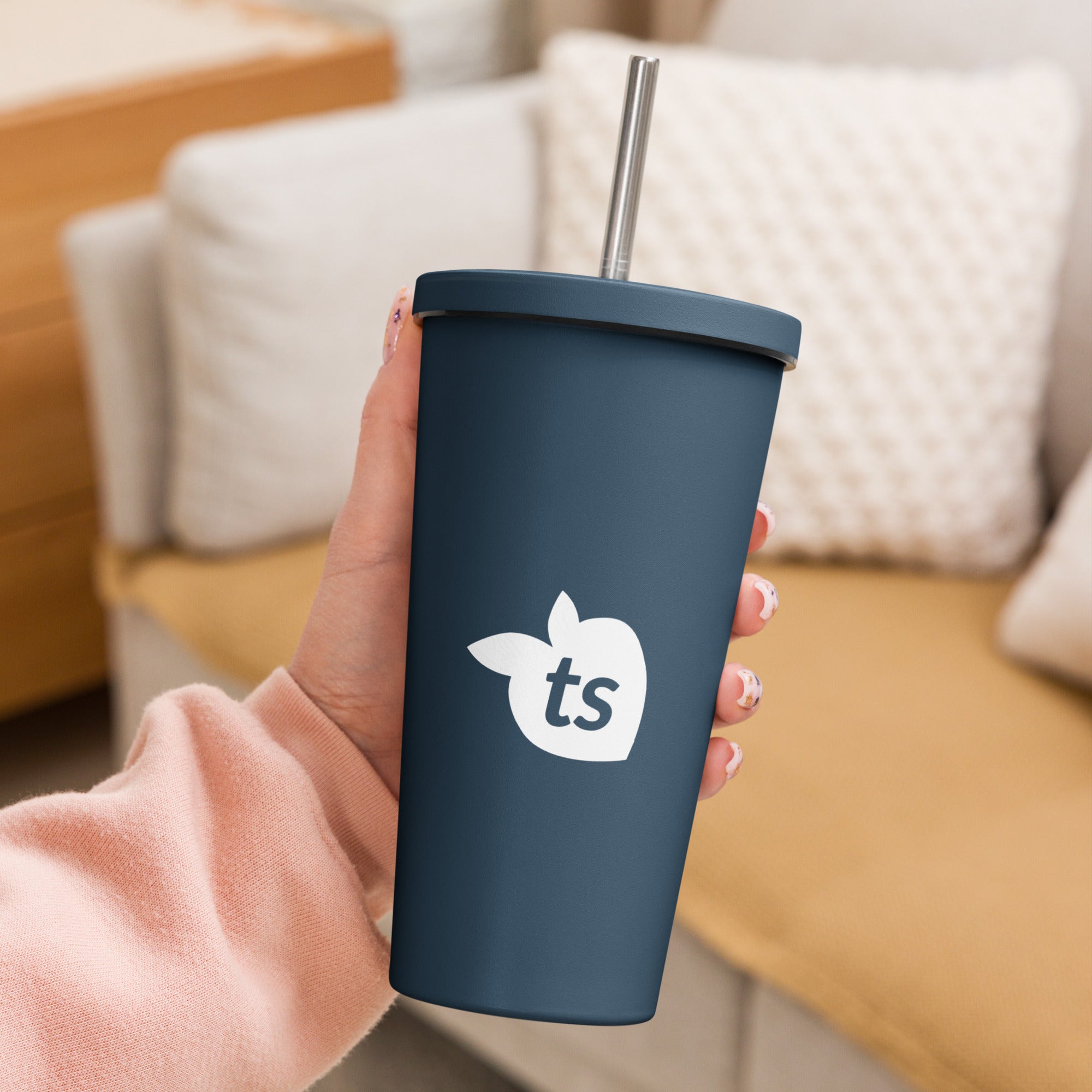 tsgabrielle® • Insulated Tumbler with a Straw • Dark Navy • 20 oz •