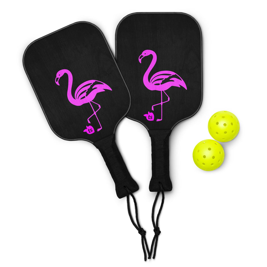 tsgabrielle® • Flamant Rose • Pickleball Paddle Set • Black