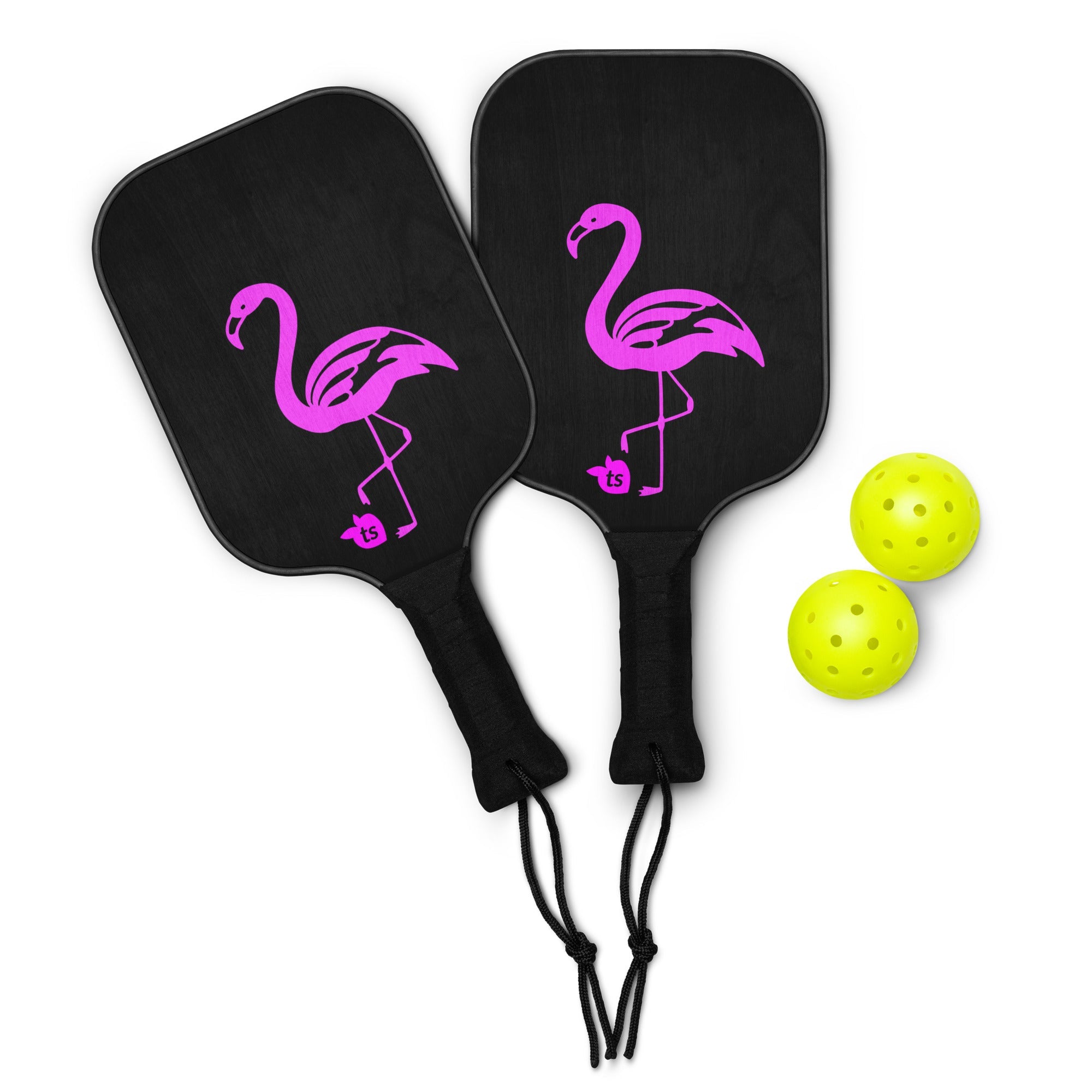tsgabrielle® • Flamant Rose • Pickleball Paddle Set • Black