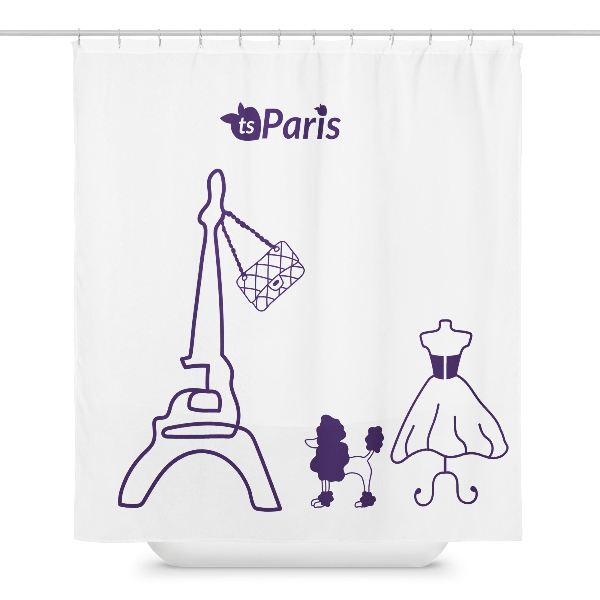 tsgabrielle® • Paris - Fashion Week • Shower Curtain • White Polyester Grommet