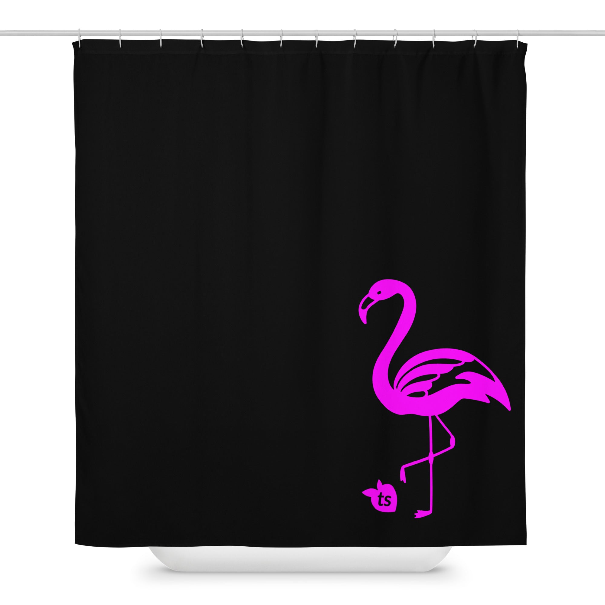 tsgabrielle® • Flamant Rose • Rideau de douche • Noir • 180 x 188 cm