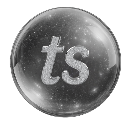 Round metallic object with 'ts' logo on a white background