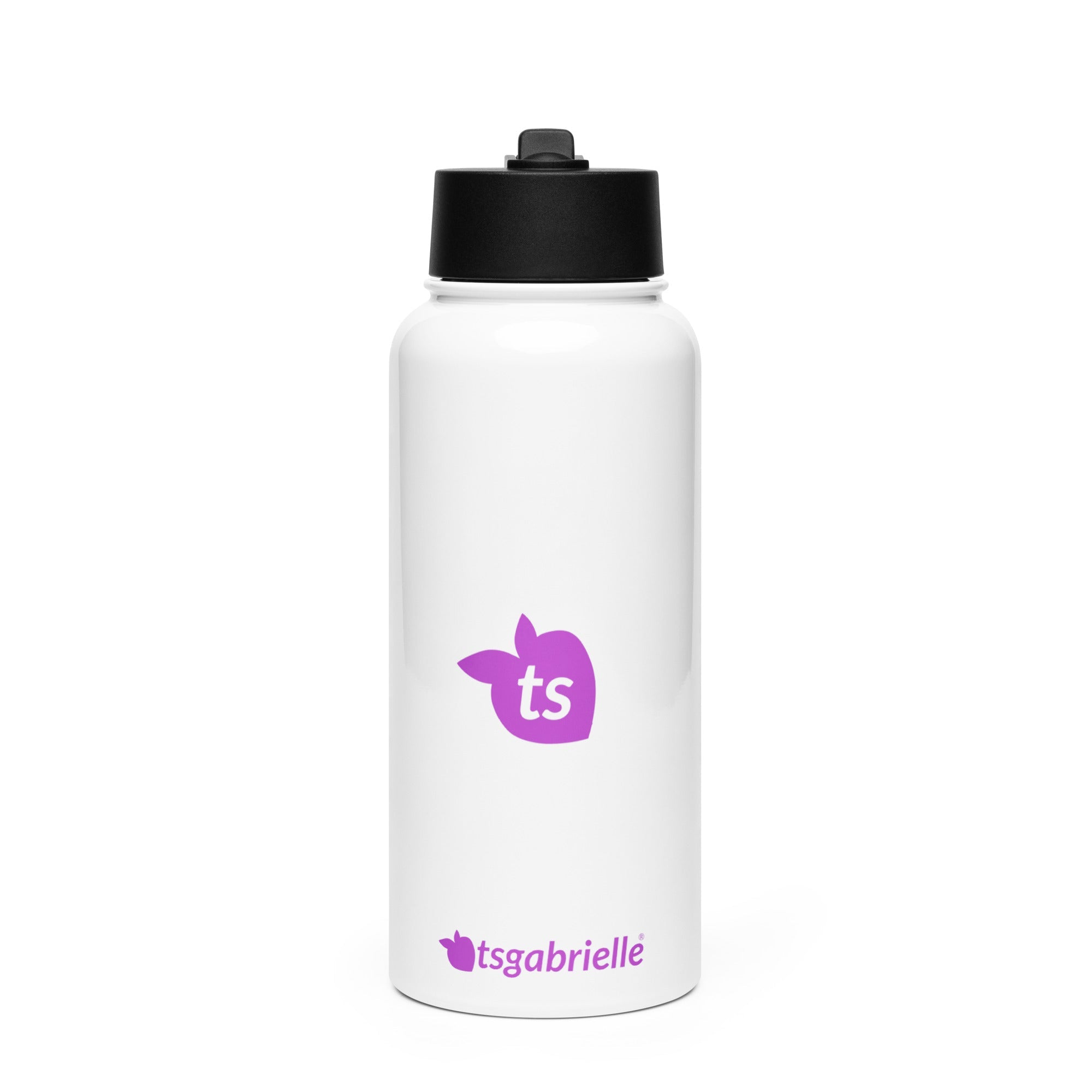 tsgabrielle® • Bouteille d'eau avec couvercle à paille • Blanc • Acier inoxydable • 32 oz