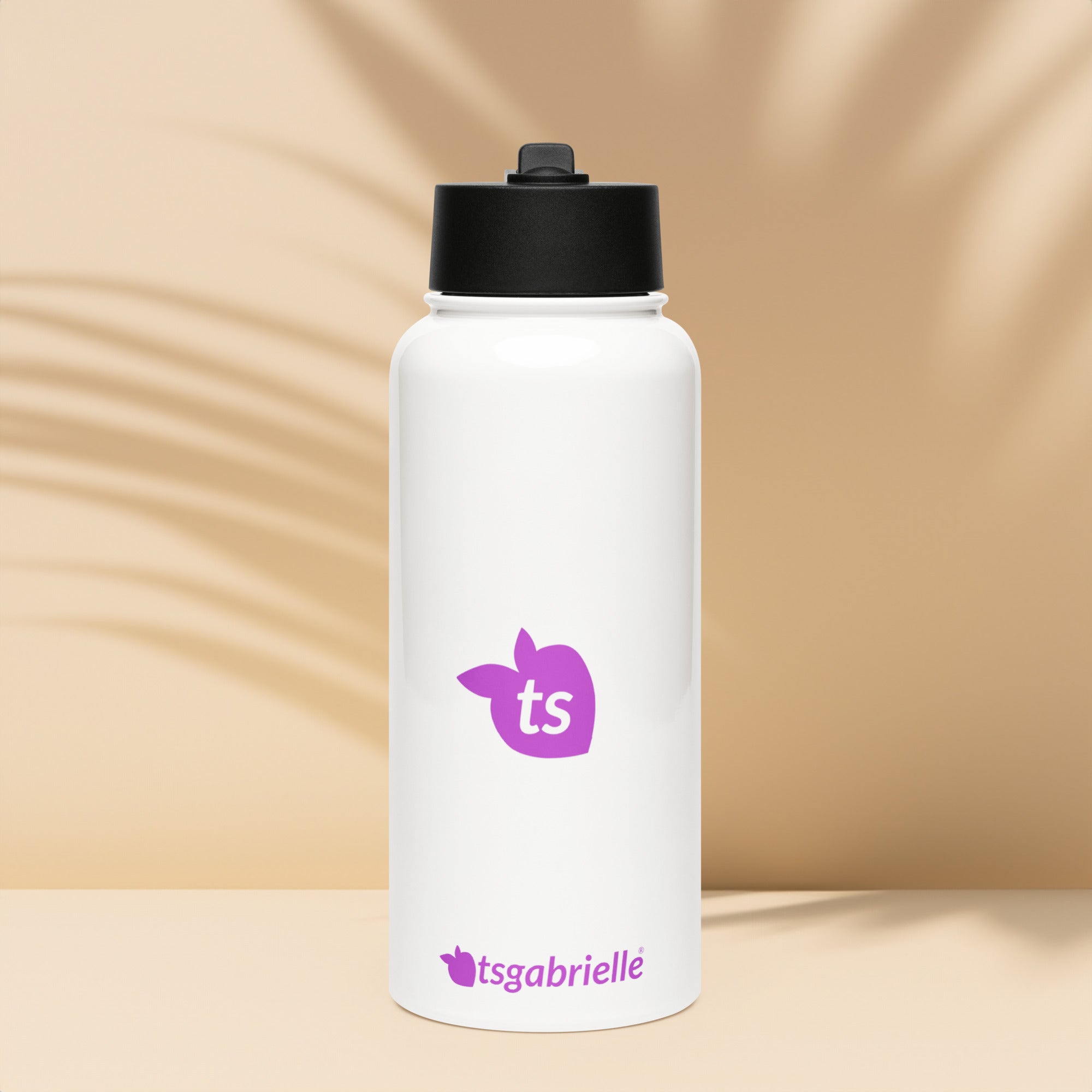 tsgabrielle® • Bouteille d'eau avec couvercle à paille • Blanc • Acier inoxydable • 32 oz