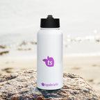 tsgabrielle® • Bouteille d'eau avec couvercle à paille • Blanc • Acier inoxydable • 32 oz