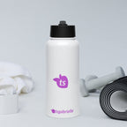 tsgabrielle® • Bouteille d'eau avec couvercle à paille • Blanc • Acier inoxydable • 32 oz