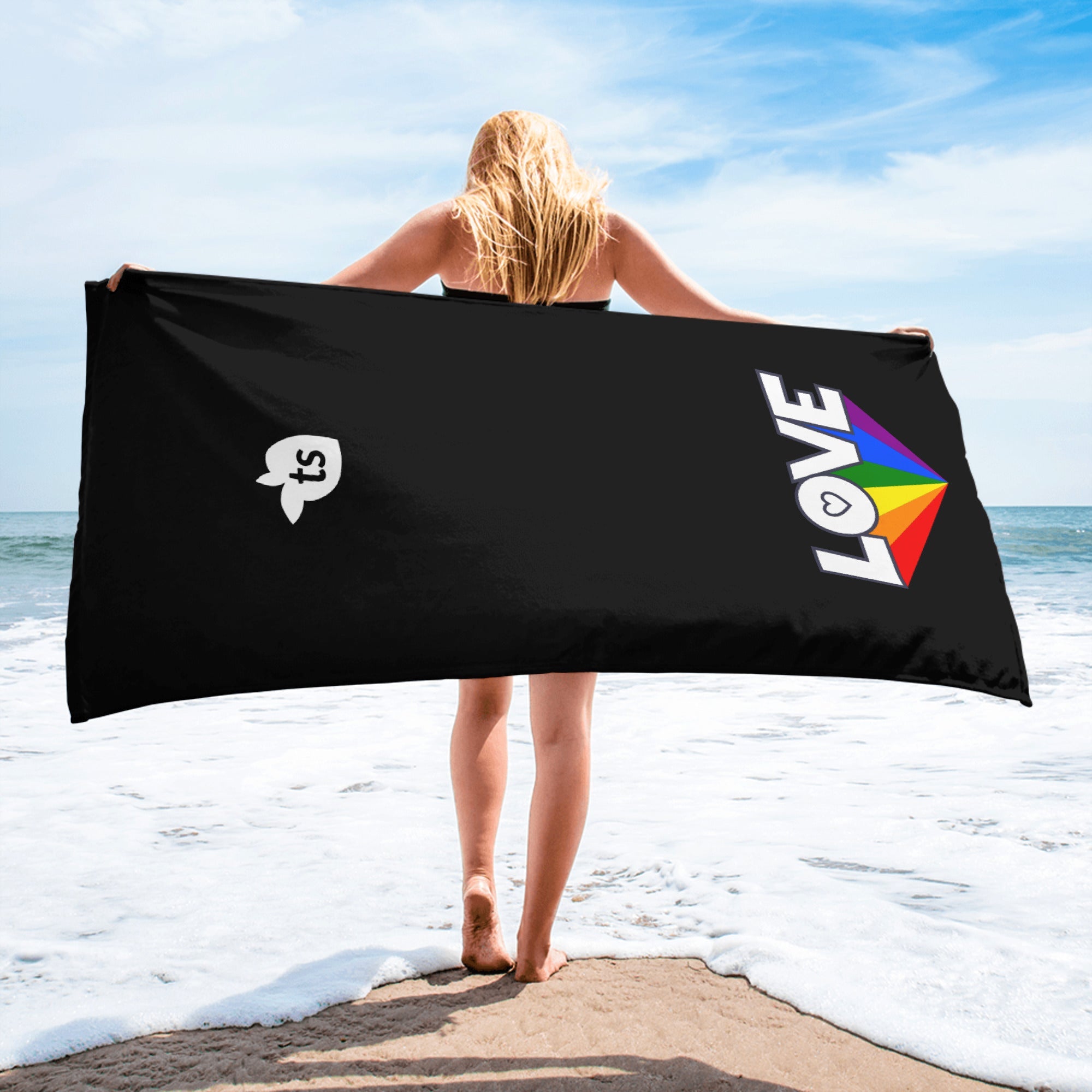 tsgabrielle® • Pride 25 - Love • Serviette • Noir • 76 x 152 cm
