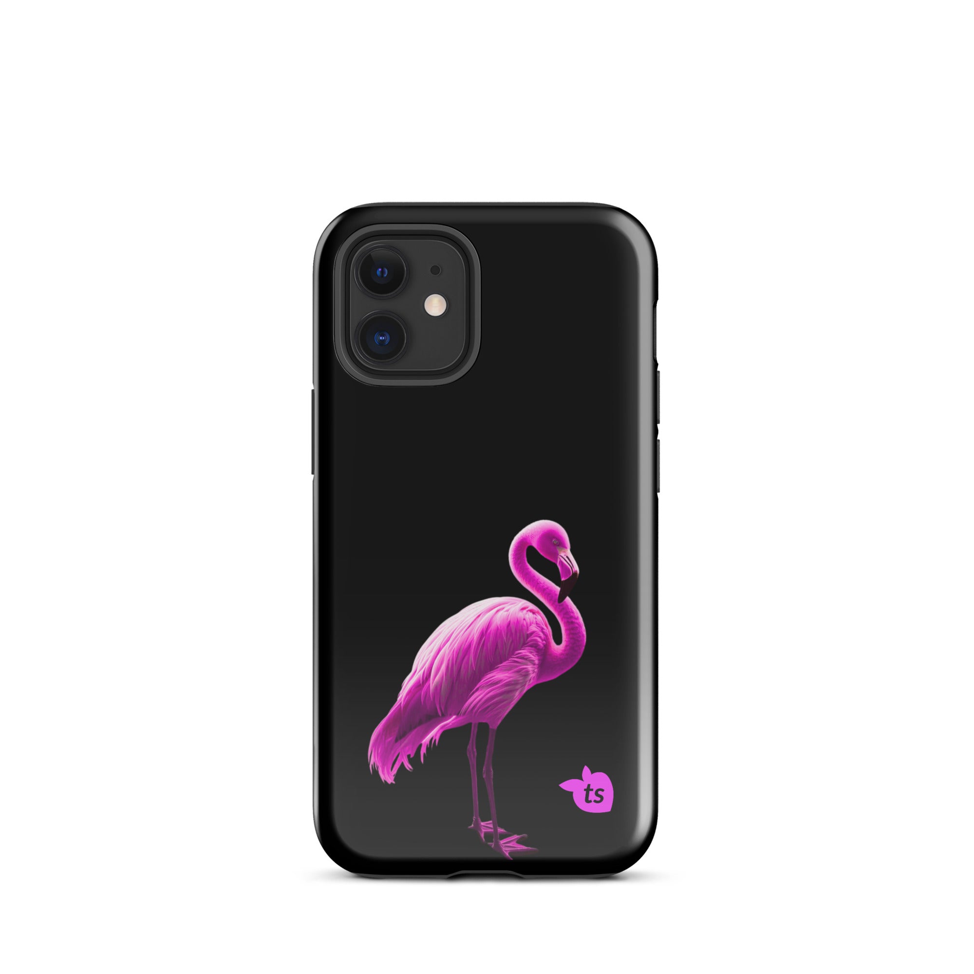 tsgabrielle® • Flamant🦩 Rose • Tough Case Compatible with iPhone® • Latest Models • iPhone 12 mini Gloss Black