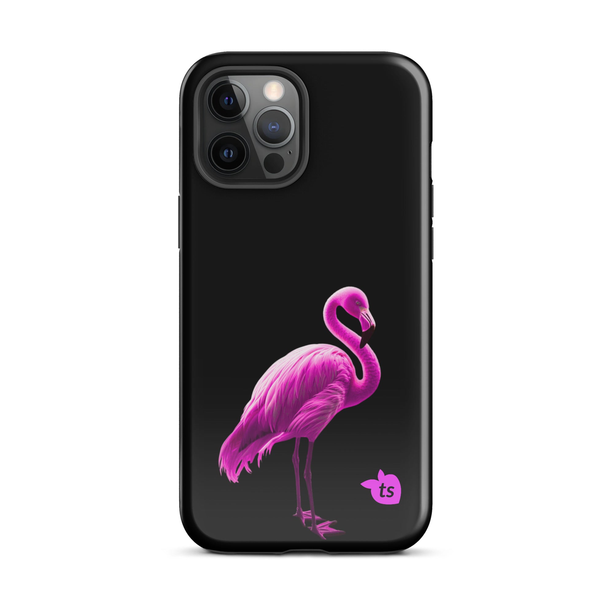 tsgabrielle® • Flamant🦩 Rose • Tough Case Compatible with iPhone® • Latest Models • iPhone 12 Pro Max Gloss Black