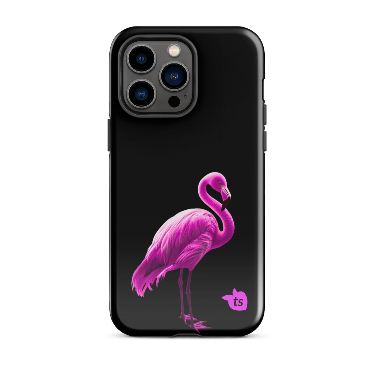 tsgabrielle® • Flamant🦩 Rose • Tough Case Compatible with iPhone® • Latest Models • iPhone 14 Pro Max Gloss Black