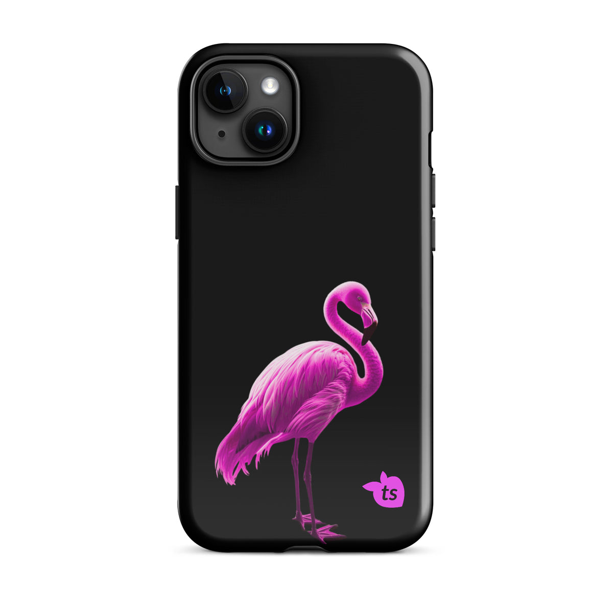 tsgabrielle® • Flamant🦩 Rose • Tough Case Compatible with iPhone® • Latest Models • iPhone 15 Plus Gloss Black