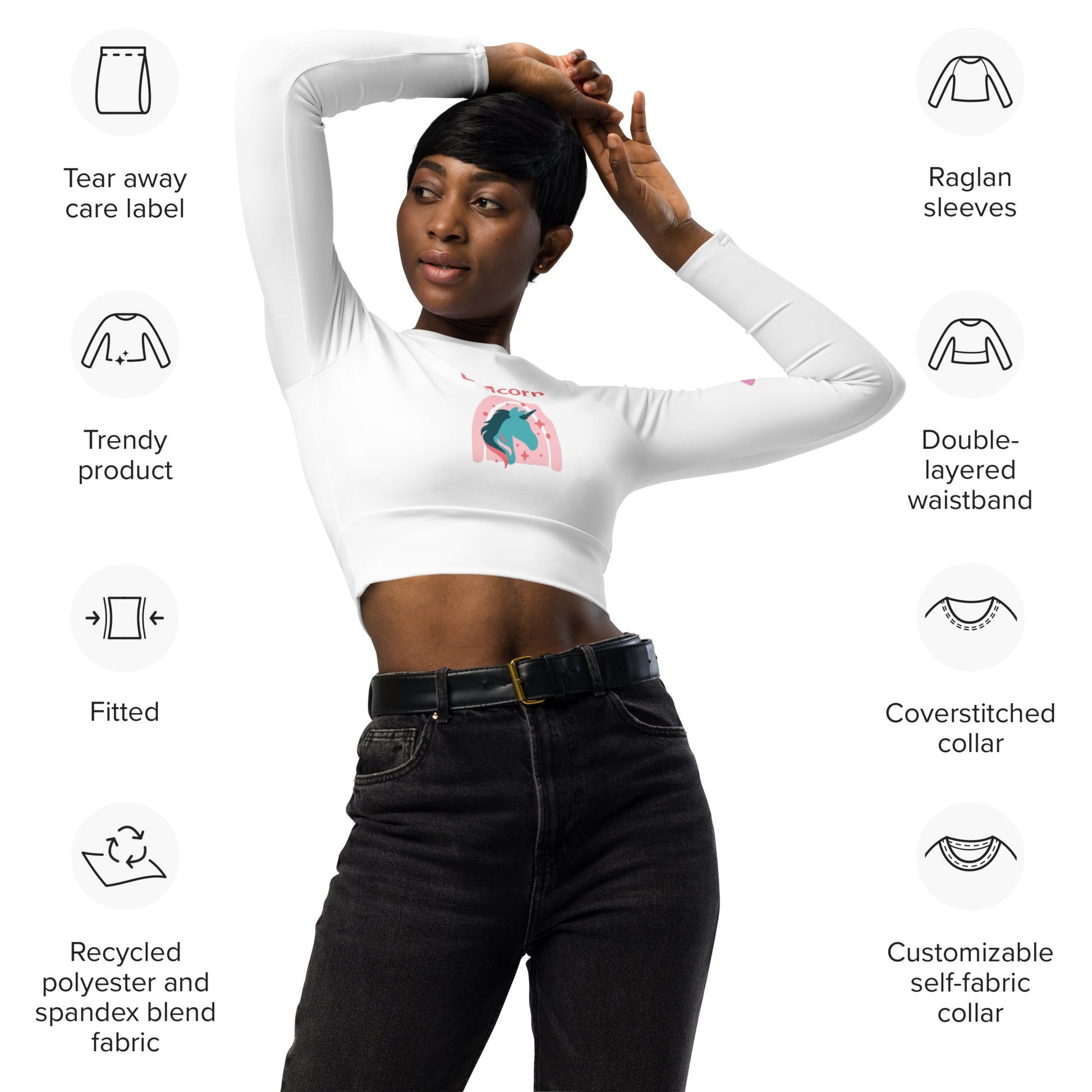 tsgabrielle™ • tsgabrielle™ • Trans / Women's Recycled Long - Sleeve Crop Top (Unicorn) • Apparel & Accessories • Trans / Women's Recycled Long - Sleeve Crop Top (Unicorn) • TSG3 - UN05 - 2400094A •