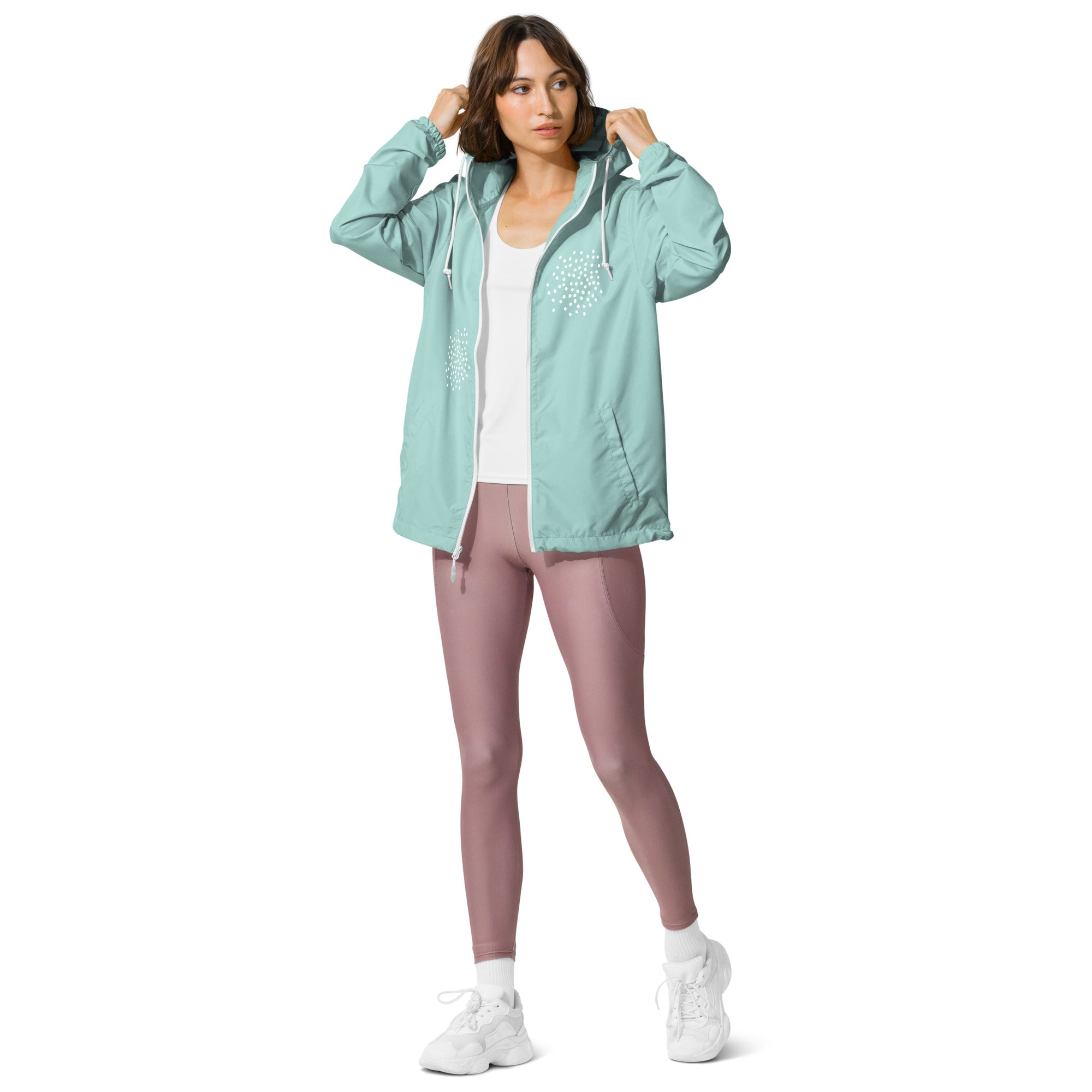 tsgabrielle® • For Her 👗 • ❄️ Glow in Winter 26 • Lightweight Zip Up Windbreaker • Aqua White Zipper Round