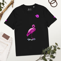 tsgabrielle® • For Her 👗 • Flamant 🦩 Rose • T-Shirt • Black • 100% Organic Cotton •