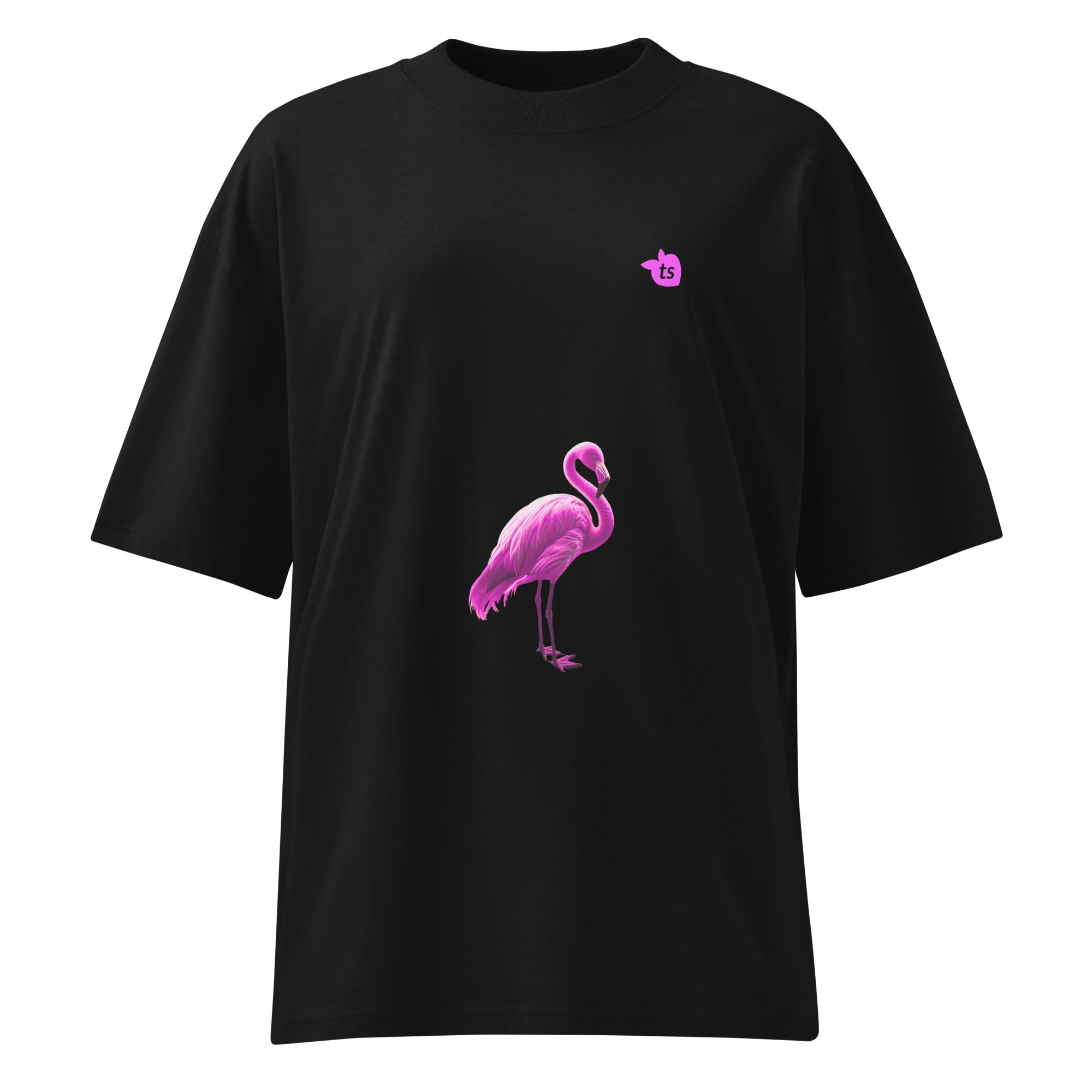 tsgabrielle® • For Him 👔 • Flamant 🦩 Rose • Oversized High Neck T-Shirt • Black • Organic Cotton •
